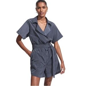 Varley Belle Boxy Playsuit Blue Shimmer Shell Romper VAR01312 XXS
